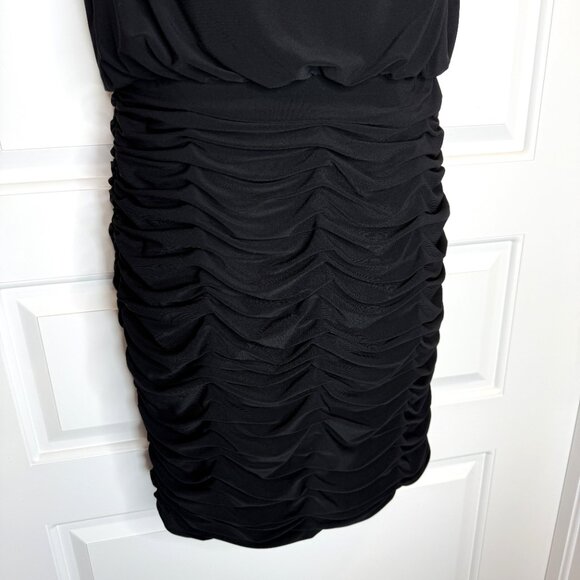 AIDAN BY AIDAN MATTOX SLEEVELESS BLACK ROUCHED DRESS - SIZE 6 - Picture 5 of 8
